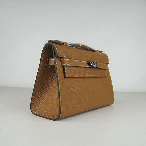 AAA Hermes Kelly 22 CM France Leather Handbag Light Coffee H008 On Sale